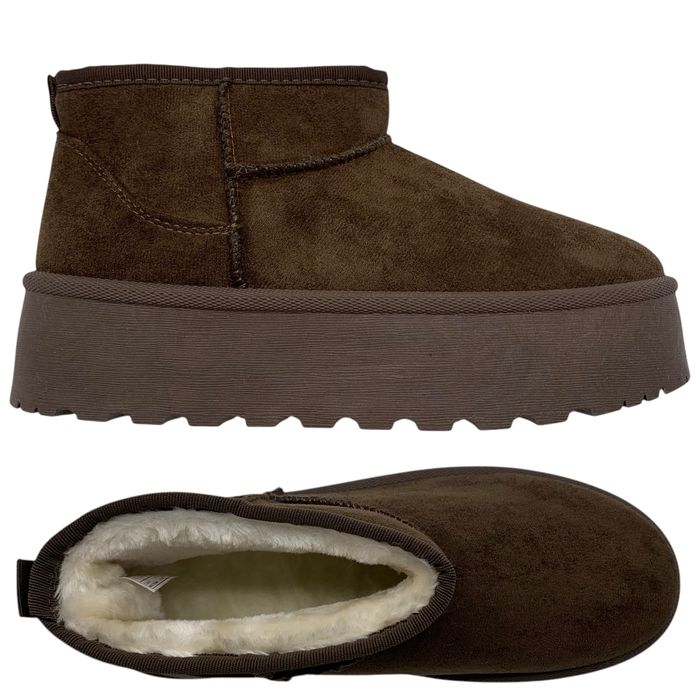 Buty zimowe śniegowce brązowe czekoladowe na platformie ocieplane r 40