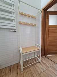 Wieszak łazienkowy stojak szafka biały drewniany