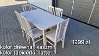 Nowe: Stół 80x140/180 + 6 krzeseł, KASZMIR+LATTE, dostawa PL