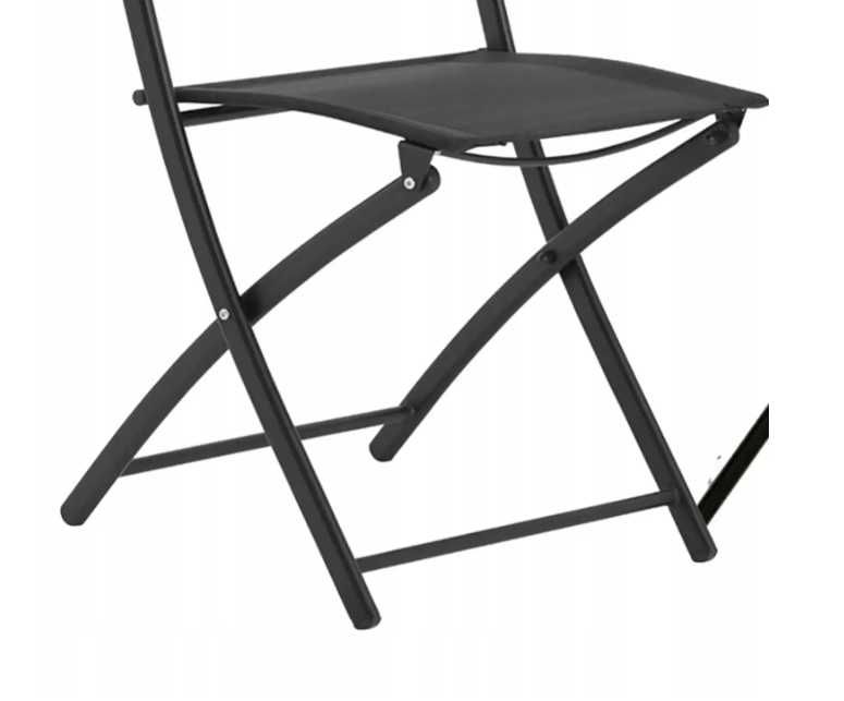 Zestaw Balkonowy Ogrodowy 2 Składane Krzesła Okrągły Stolik Stabilny