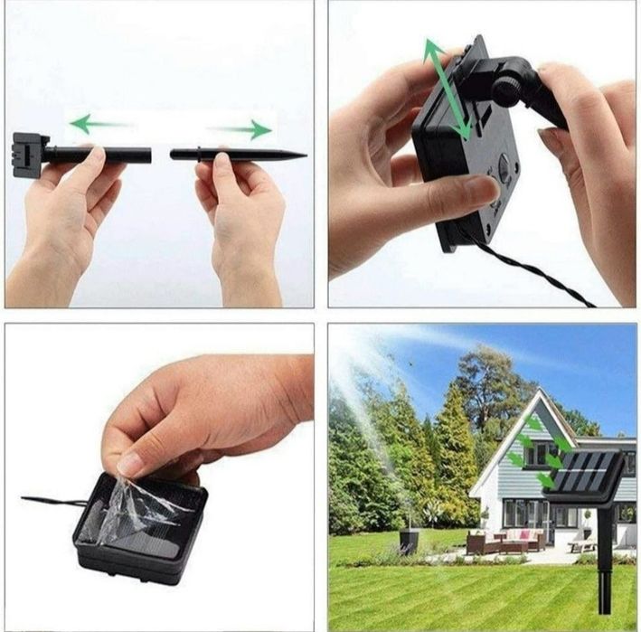 Lampki do ogrodu solarne 300 led 32m ledowe balkonowe ciepła biel ledy