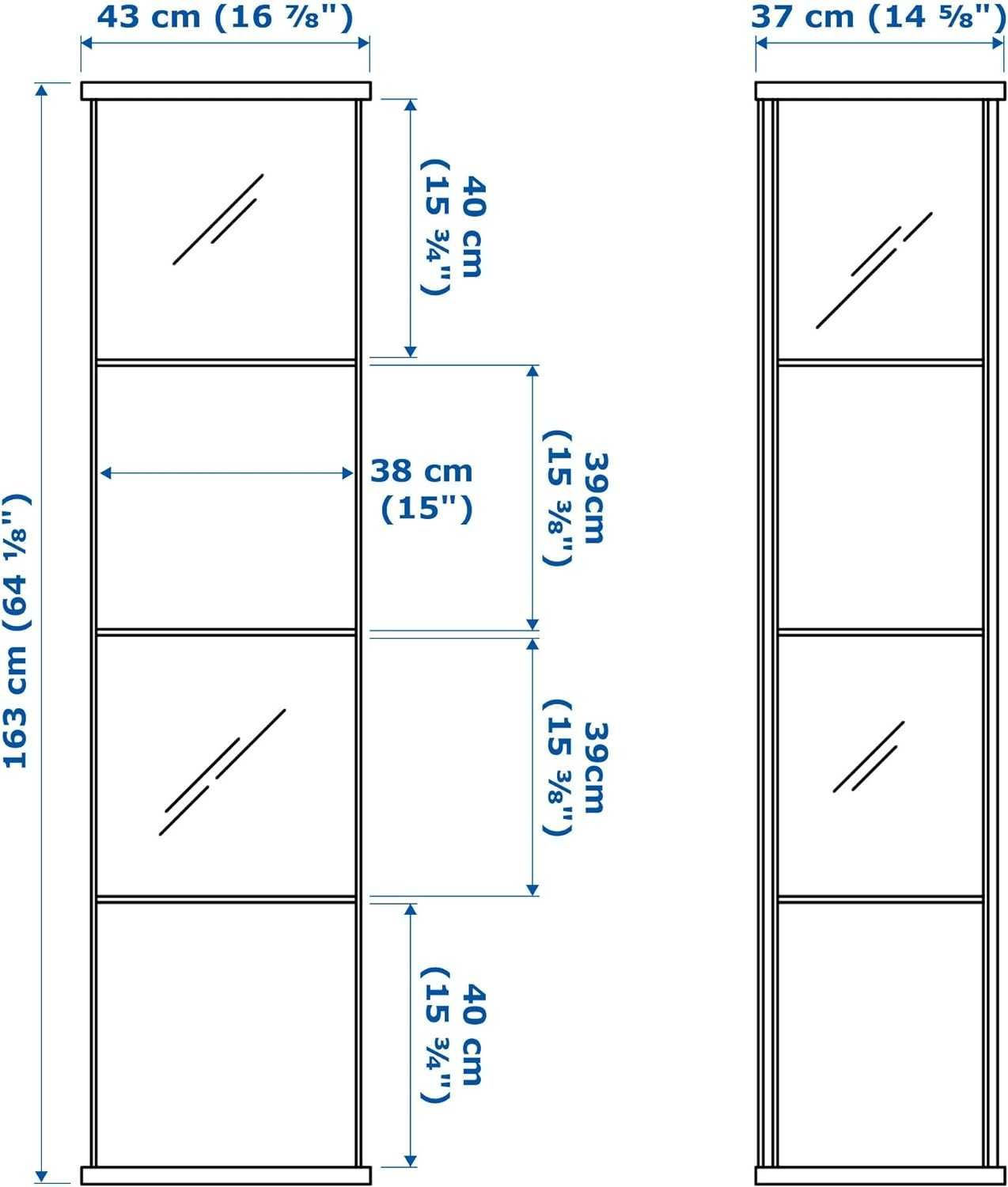 IKEA DETOLF witryna szklana biała 5szt.