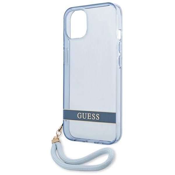 Guess Etui Translucent Strap do iPhone 13 / 14 / 15 6.1" Niebieskie