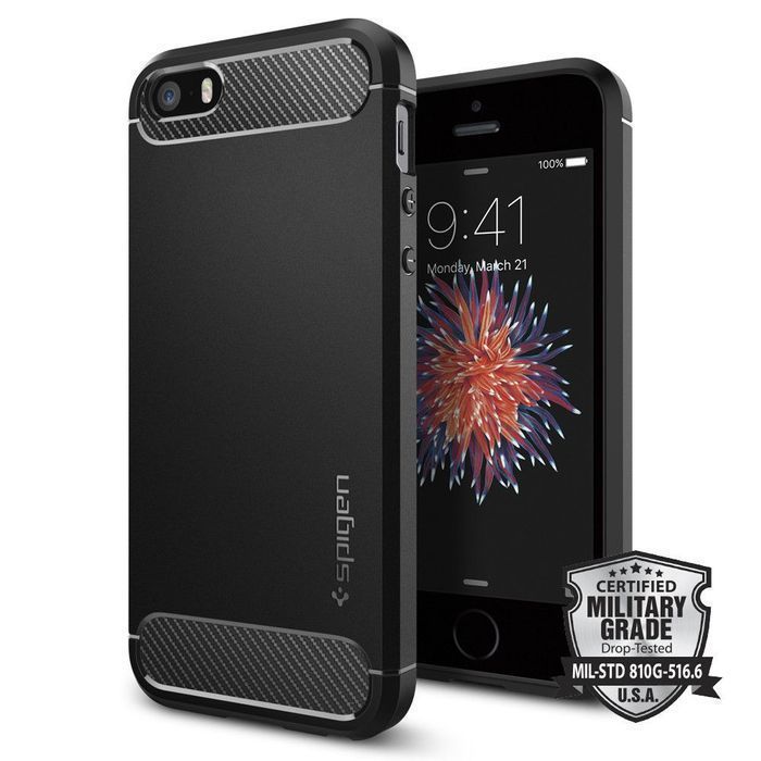 Etui ochronne na iPhone 5S/SE: Spigen Rugged Armor, Czarne