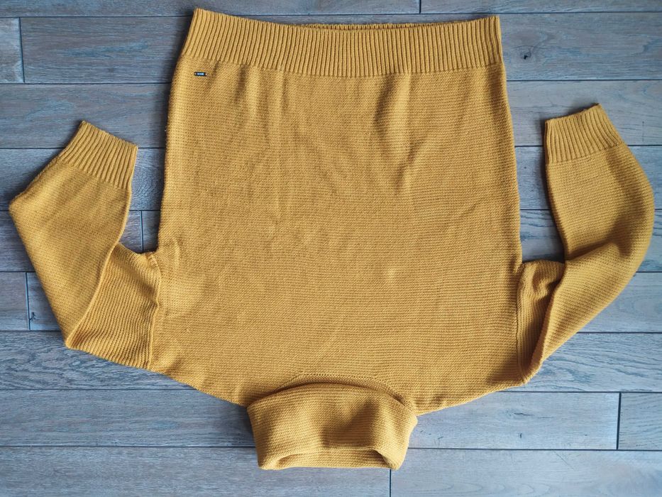 Piękny musztardowy golf miodowy sweter z golf Big Star