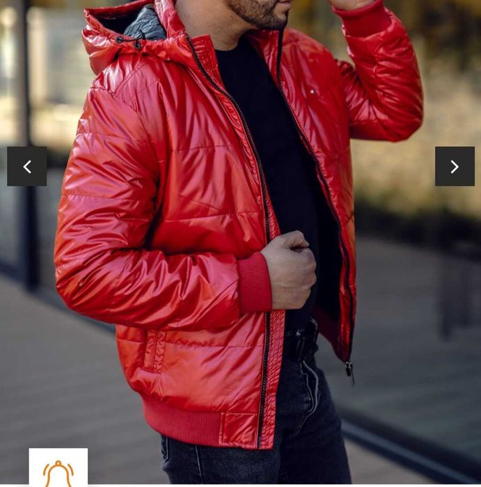 Kurtka meska lakierowana czerwona hilfiger zimowa xxl 2xl blyszczaca