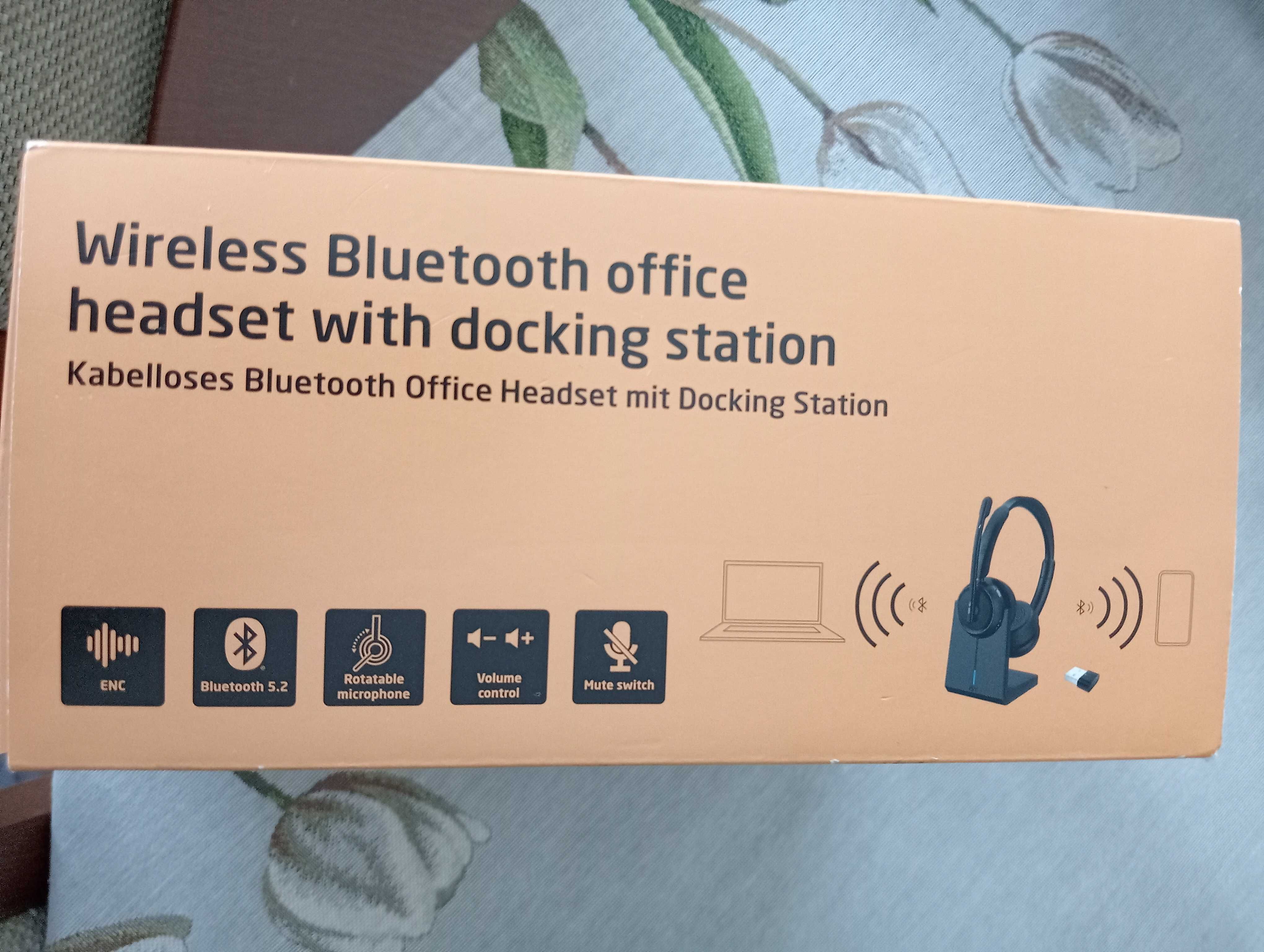 Bezprzewodowe biurowy zestaw słuchawkowy bluetooth ze stacją dokującą