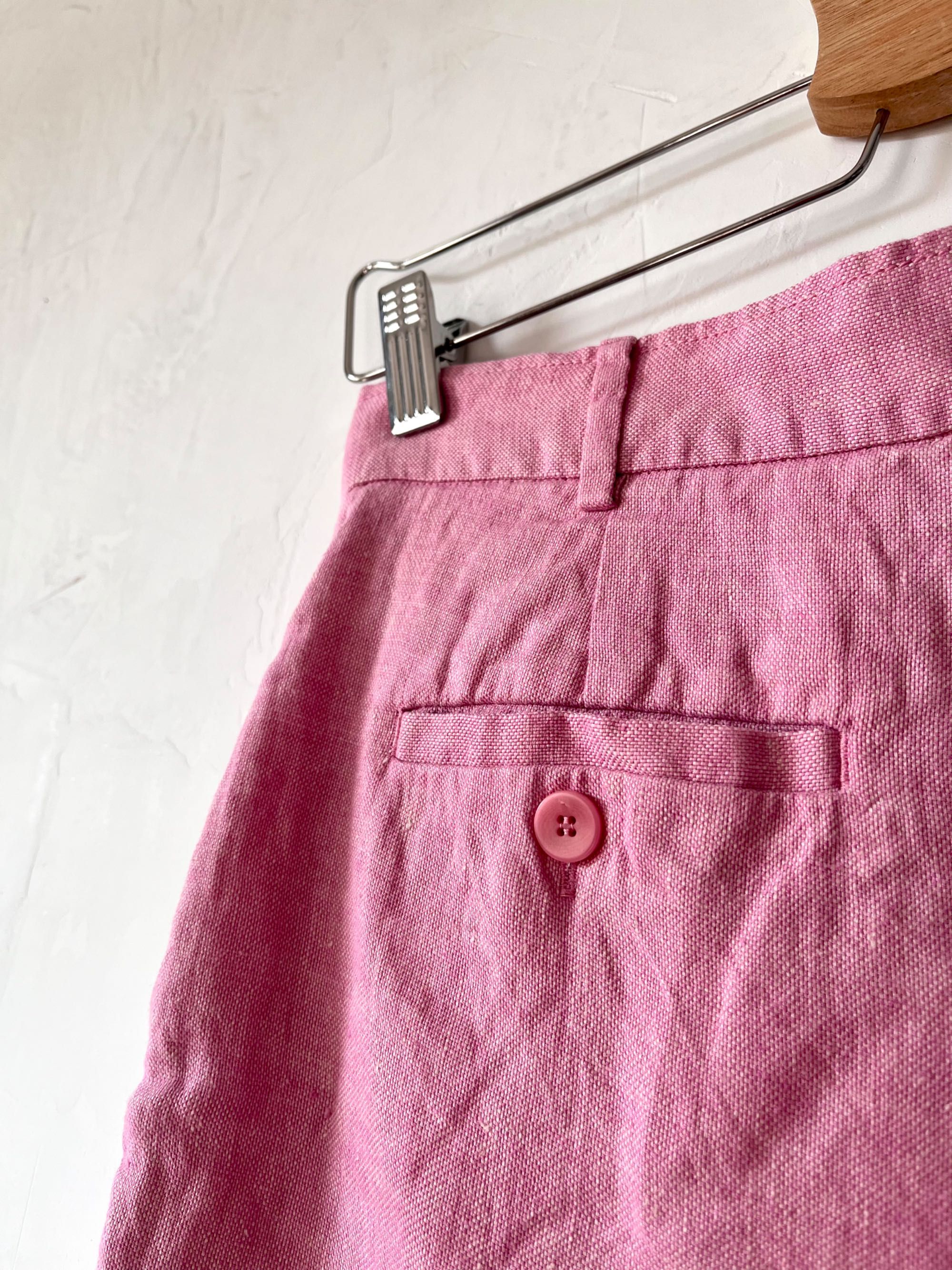 Spodnie lniane Weekend Max Mara 36s pudrowy róż linen premium trousers