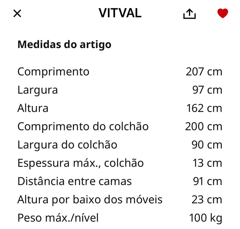 Estrutura de beliche IKEA Vitval