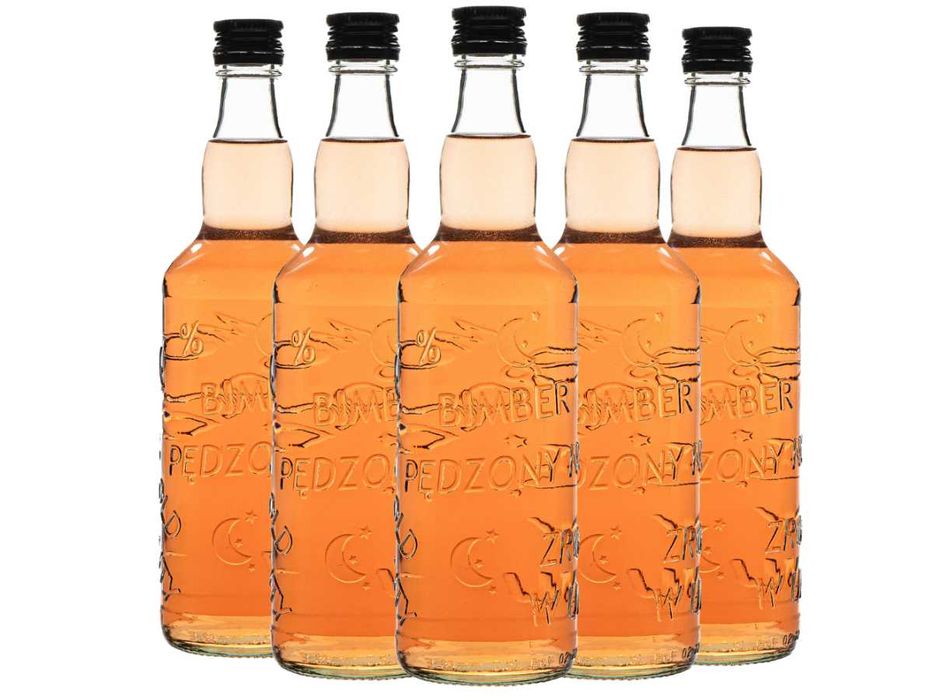 Zestaw 20 sztuk Butelka 500 ml Bimber pędzony nocą tłoczenie w szkle