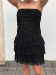 Vestido Bustier Dentelle Volants