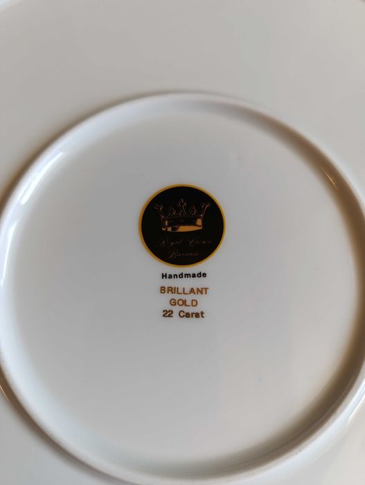 Ozdobna patera z packą, zdobiona złotem, Gloria Bavaria, Royal Crown