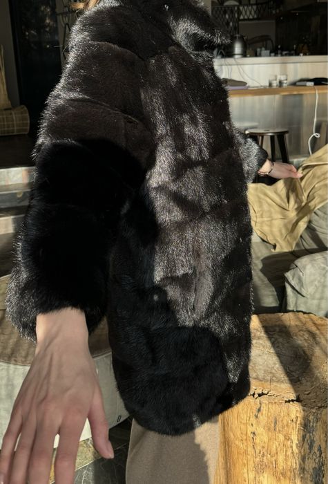 Шуба норка, на зиму, теплая, 90 см
