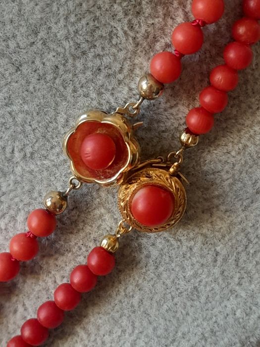 Zabytkowy Naszyjnik Złoto 750 Koral nat. WYCENA