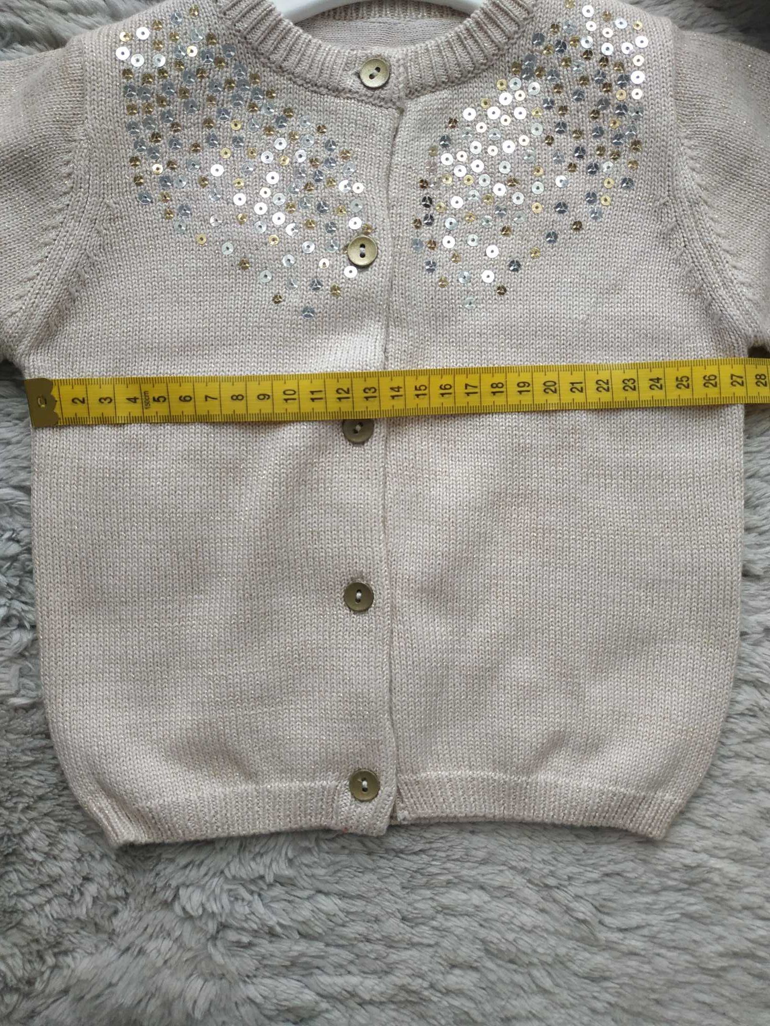 Elegancki sweter/beżowy/złota nić/roczek/święta/prezent/Cool Club/r.80