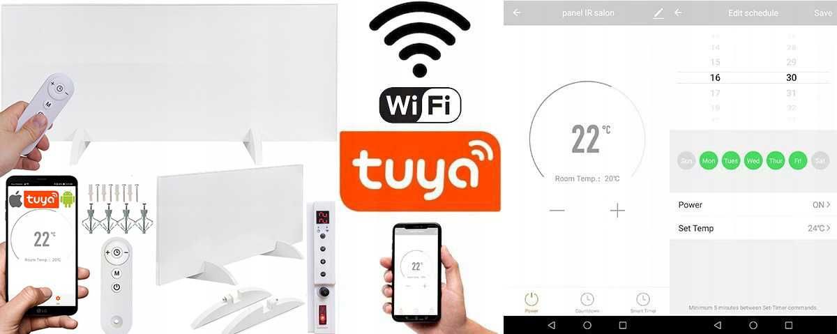Grzejnik 770W na podczerwień promiennik  PILOT WIFI PANEL IR