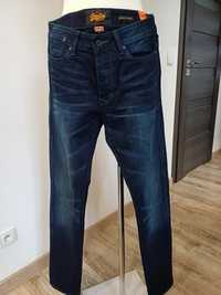 Spodnie męskie granatowy jeans nowe Superdry W30 L 32.