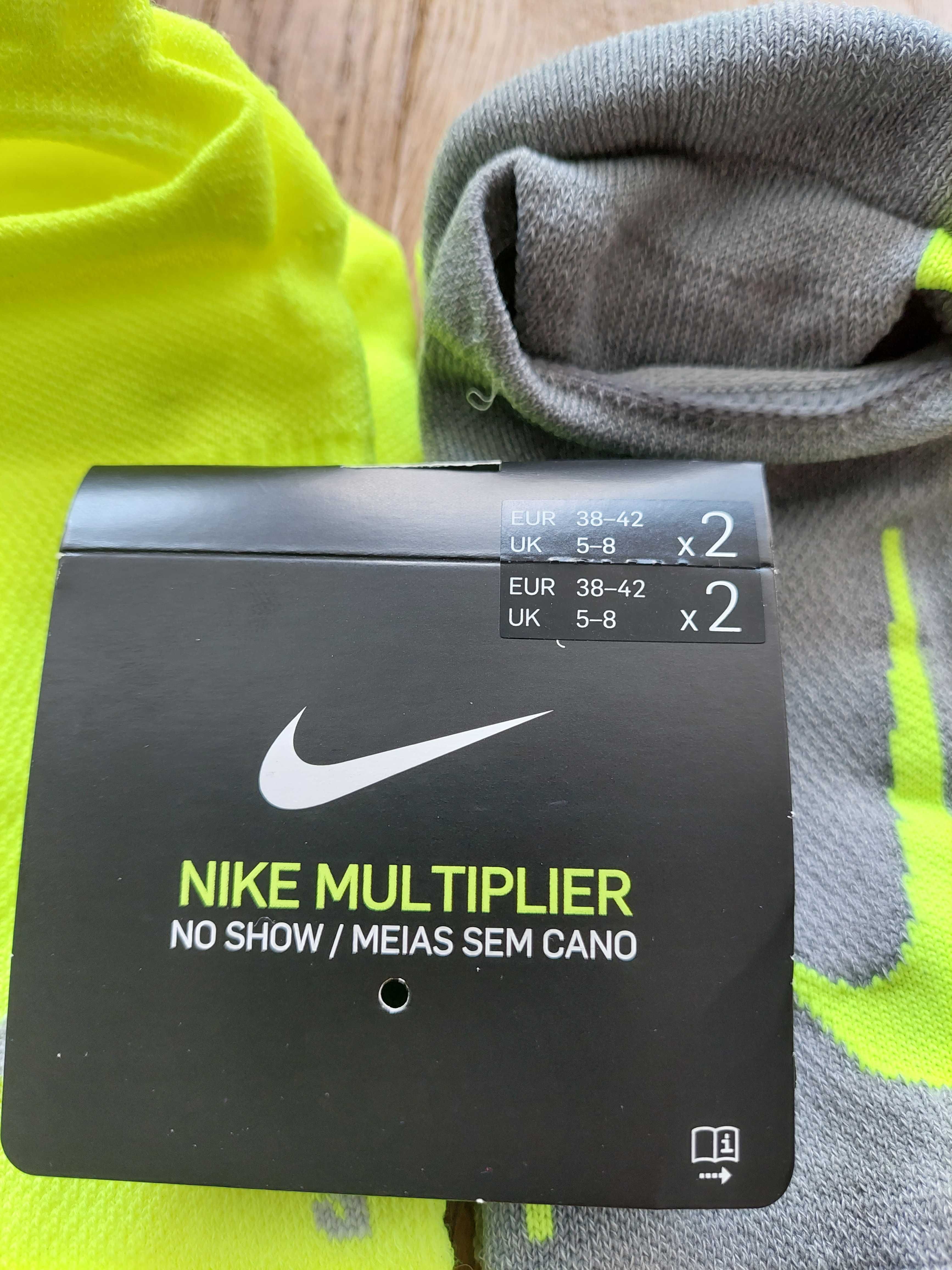 Skarpety Nike Multiplier No-Show 2 pary rozmiar 38-42 Szaro-Żółte