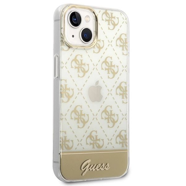 Etui Guess 4G Pattern Script Na Iphone 14 Plus - Złote