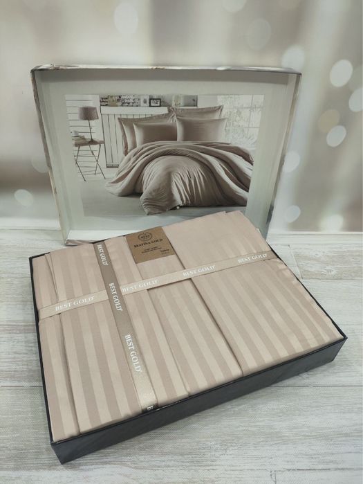 Комплект постельного белья Страйп Сатин BESTina Gold