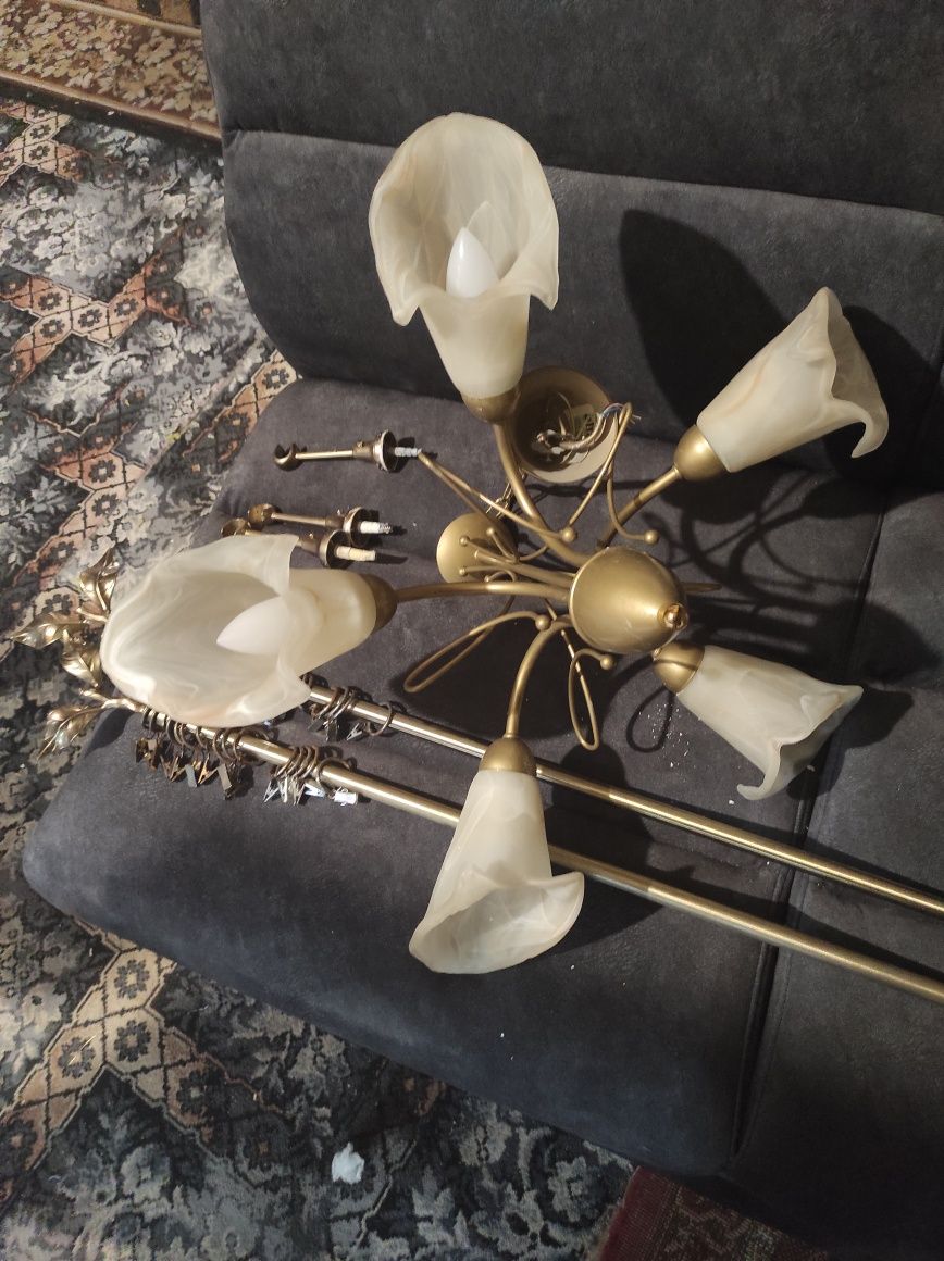 Żyrandol karnisz złoty złote wykończenie vintage Boho retro