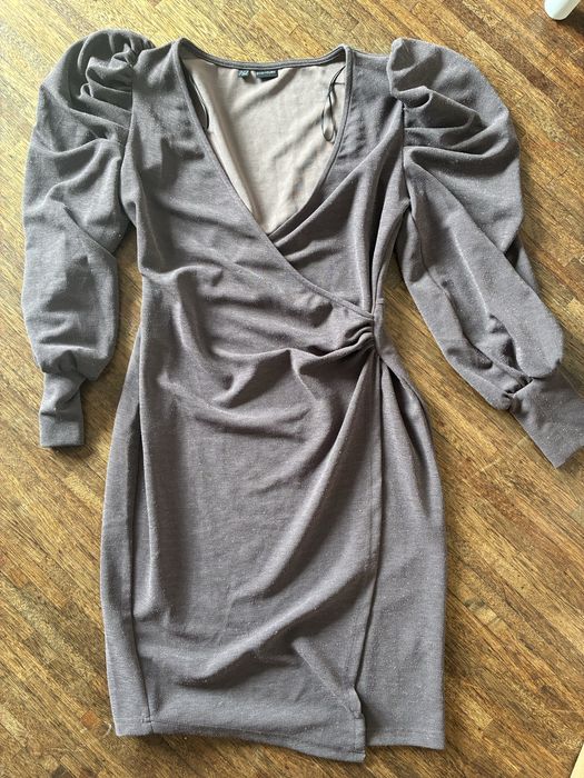 Sukienka brokatowa bufiaste rękawy bodyflirt 36 38 S M sylwester wesel