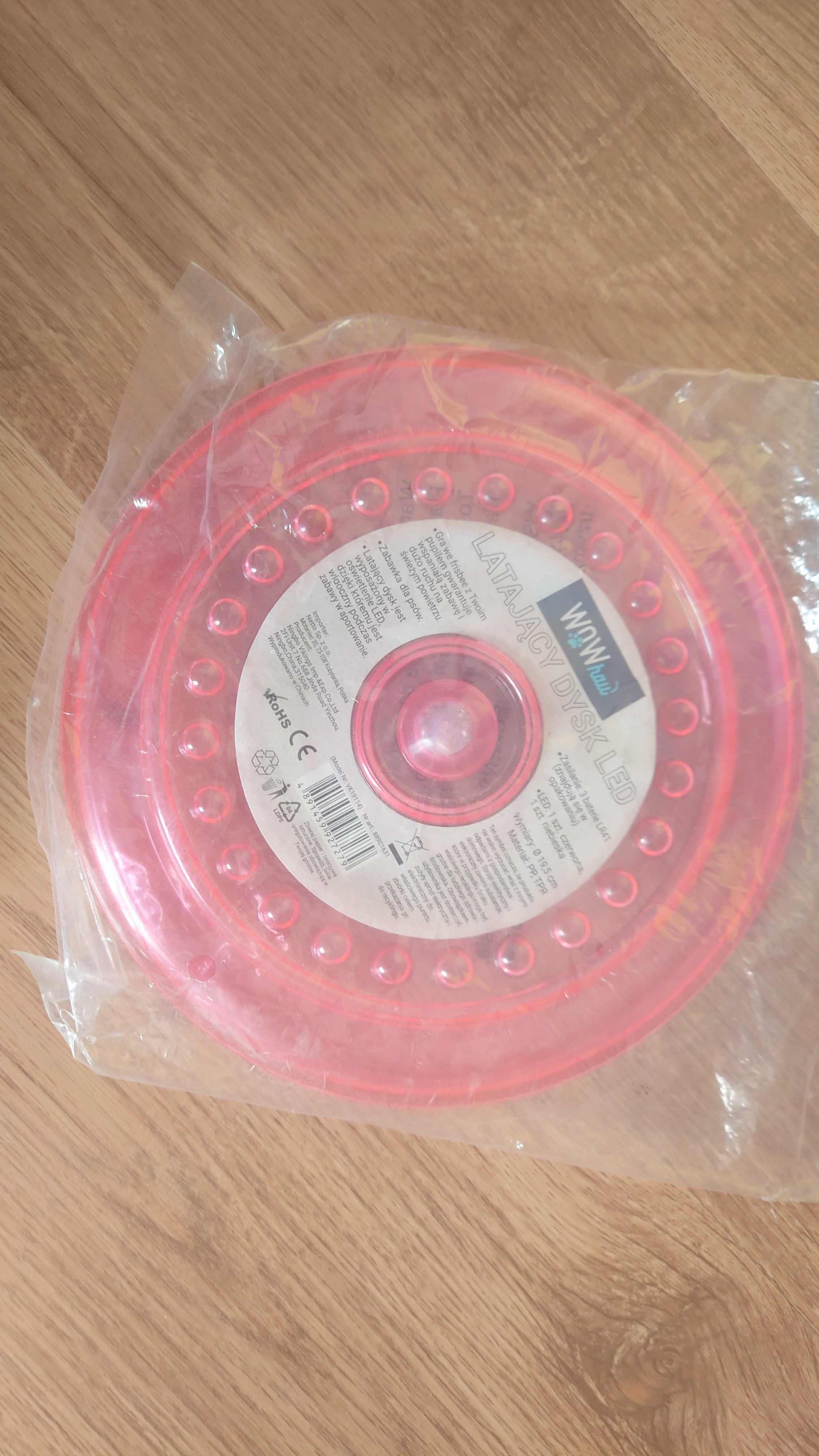 latający dysk z światłem led frisbee różowe nowe dla psa