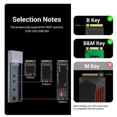 Карман внешний UnionSine M2 SSD корпус SATA NGFF PCIe M&B Key+B Key