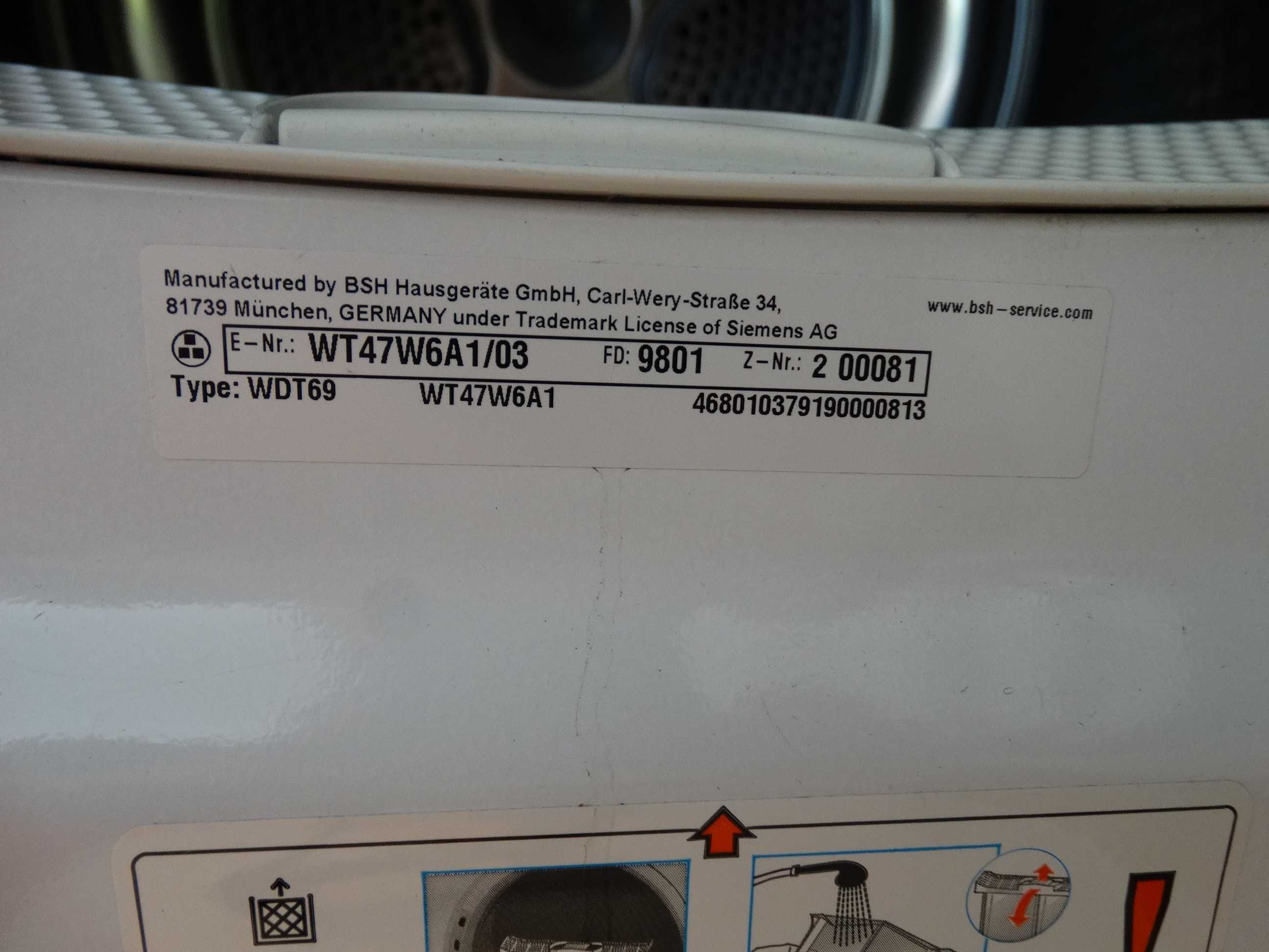 Suszarka Siemens WT47W6A1/03 na pompie ciepła 6 m-cy gwarancji
