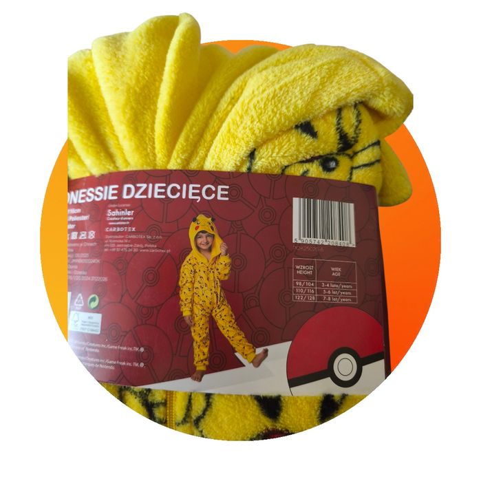 Onessie jednoczęściowe piżama kombinezon przebranie Pokemon 98-104 cm