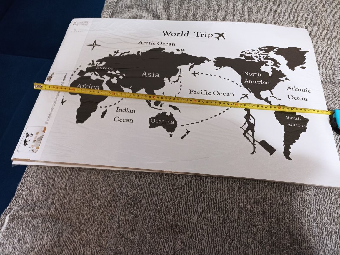 Naklejka ścienna dekoracyjna atlas mapa świata