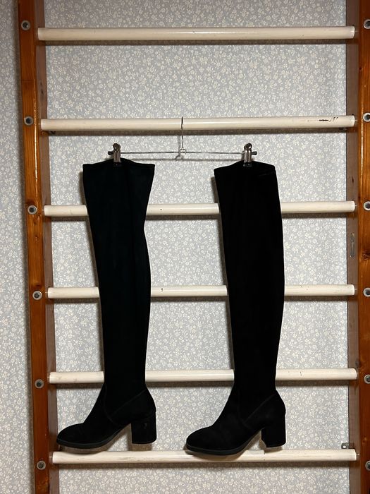 Високі чоботи чулки з замінника замші