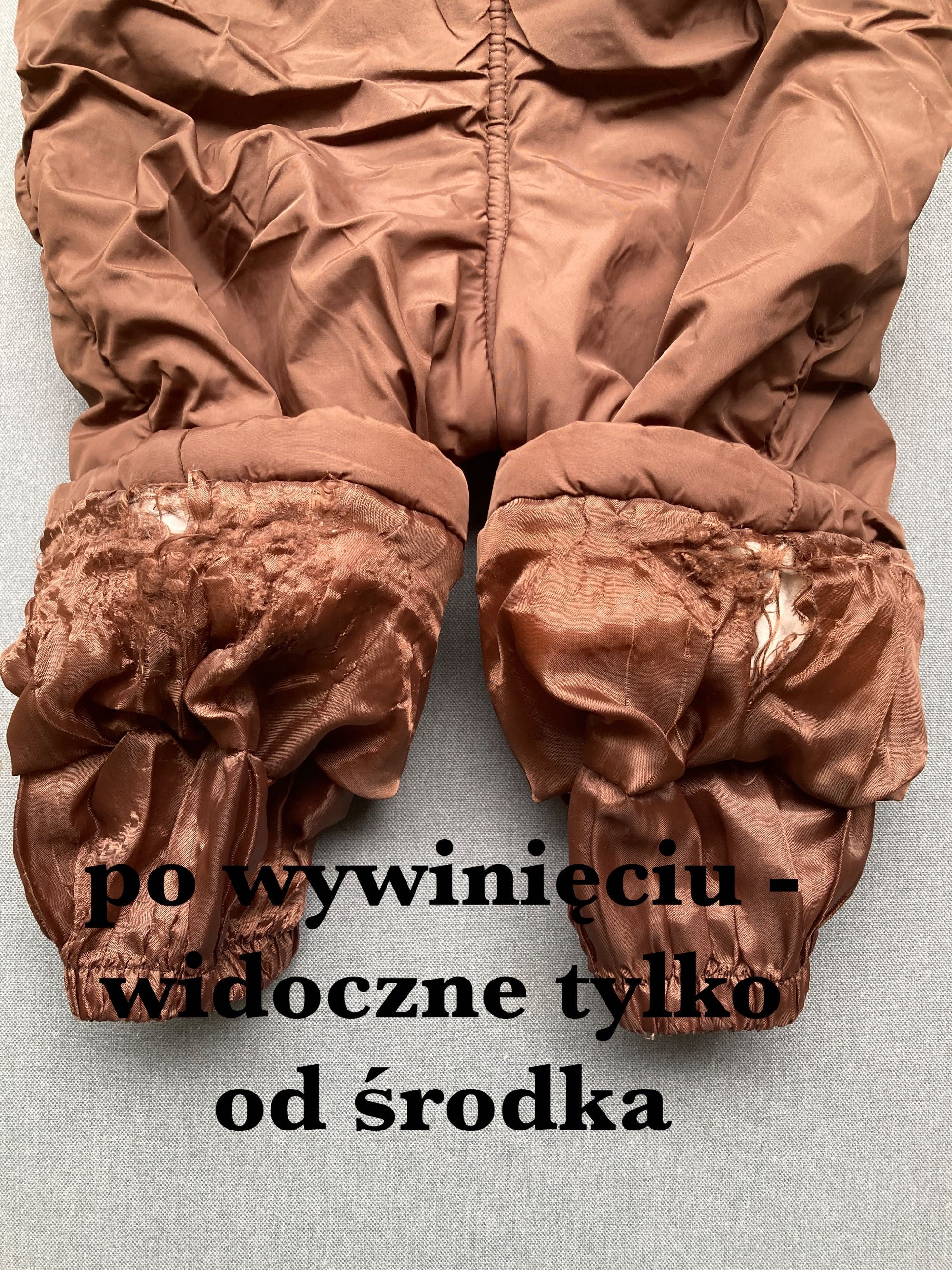 Czekoladowy płaszczyk Wójcik 74-80 idealny & spodnie z kompletu gratis