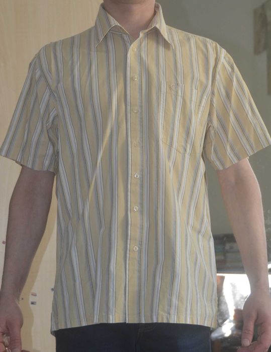 Musztardowa koszula w szare paski Carry rozm.XL