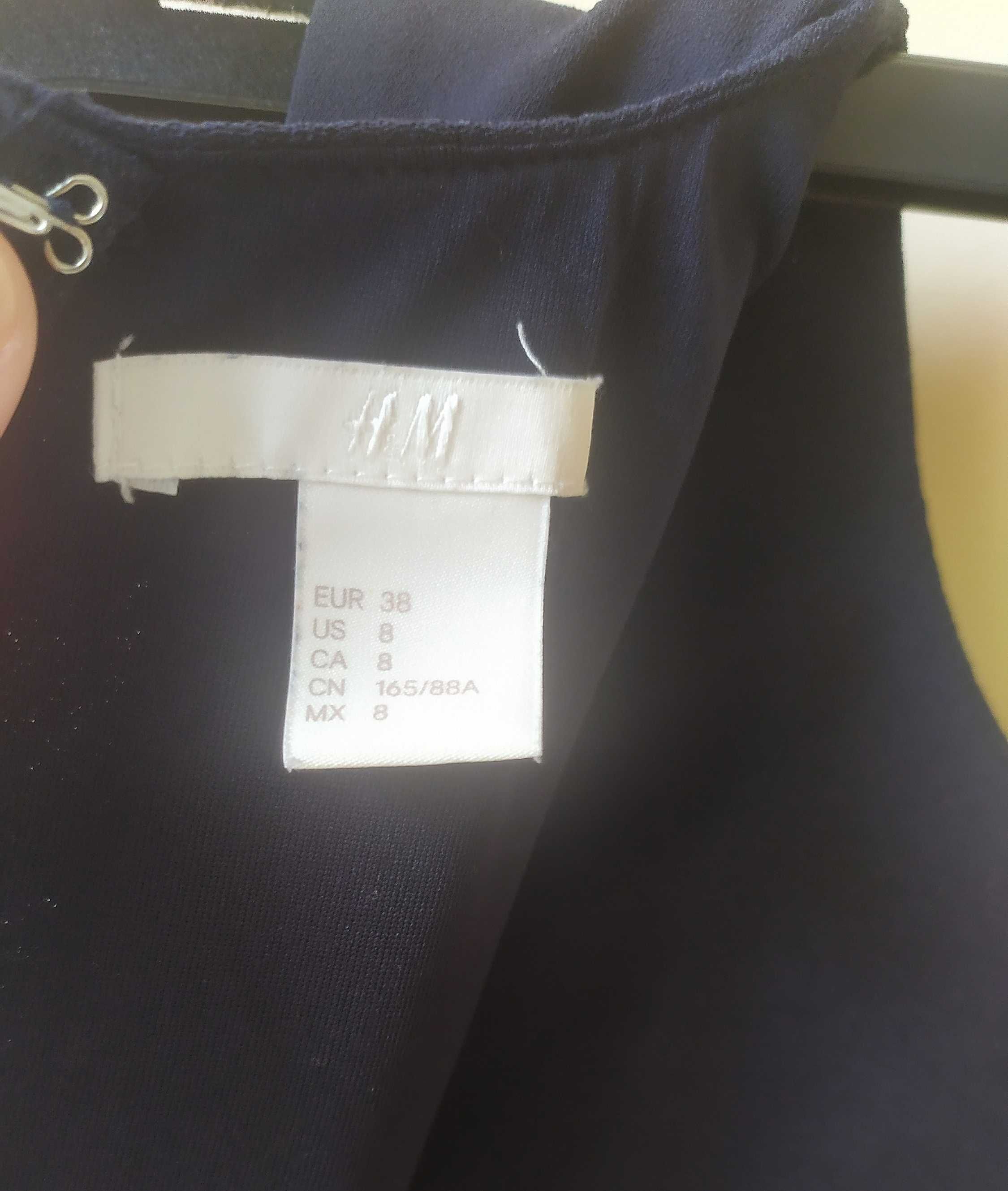 Granatowa elegancka sukienka  midi z wycięciami,H&M , rozmiar M