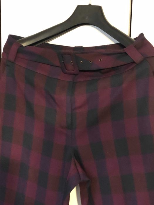 Burgundowe spodnie Solar nowe r. 42 stonowana krata, damskie