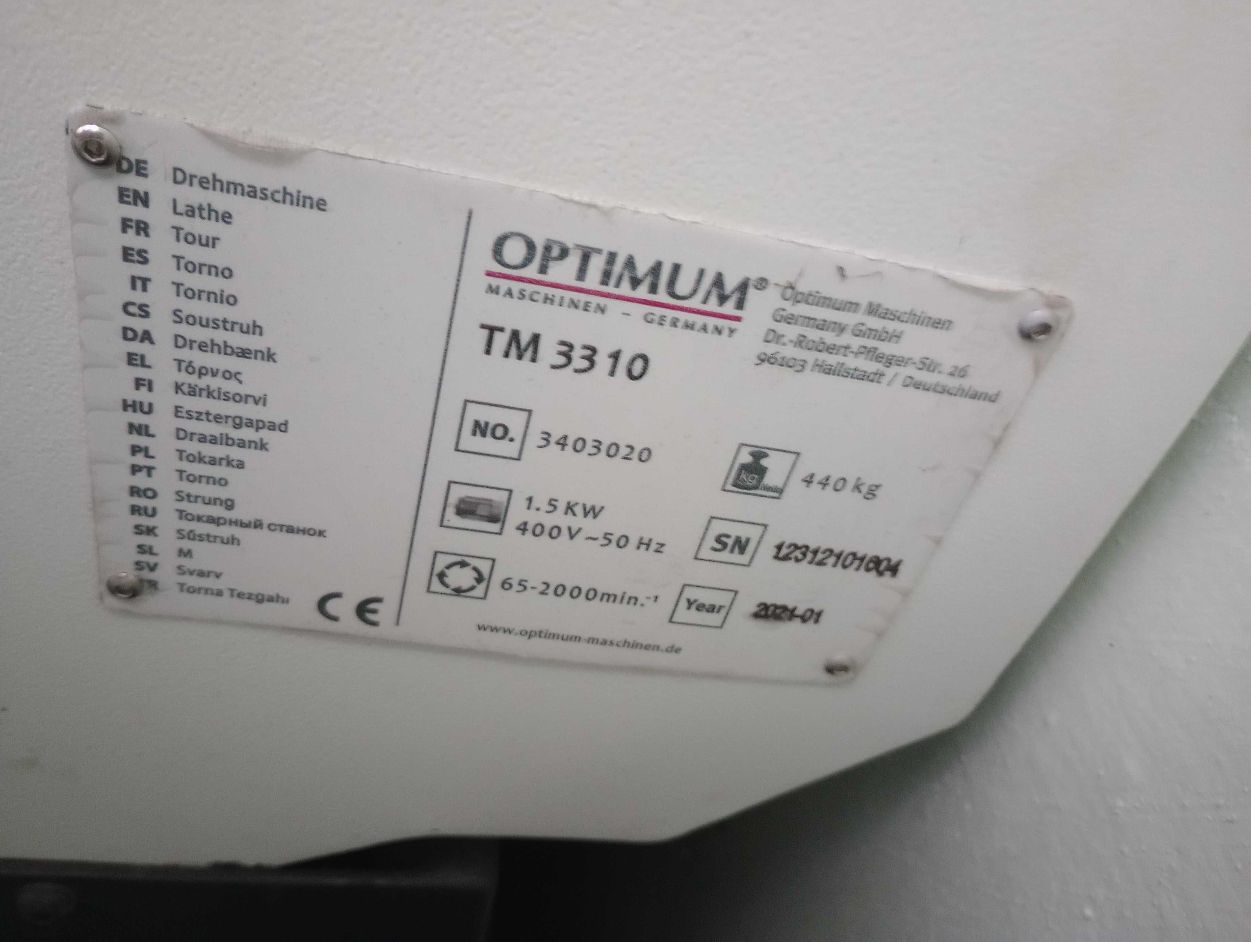 Tokarka Optimum TM 3310 z precyzyjnym wrzecionem, jak nowa
