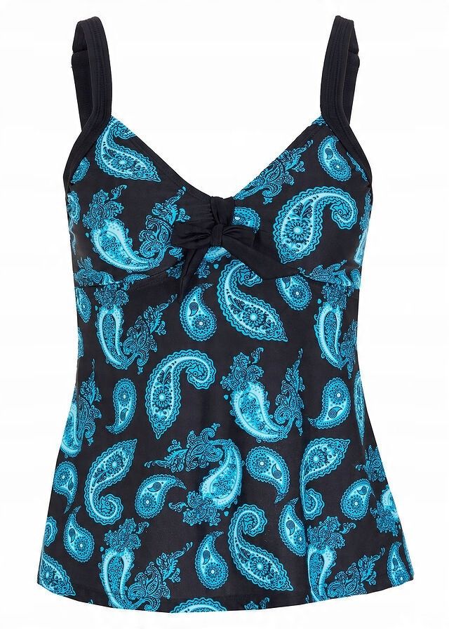 B.P.C top tankini czarny w turkusowe wzory r.40