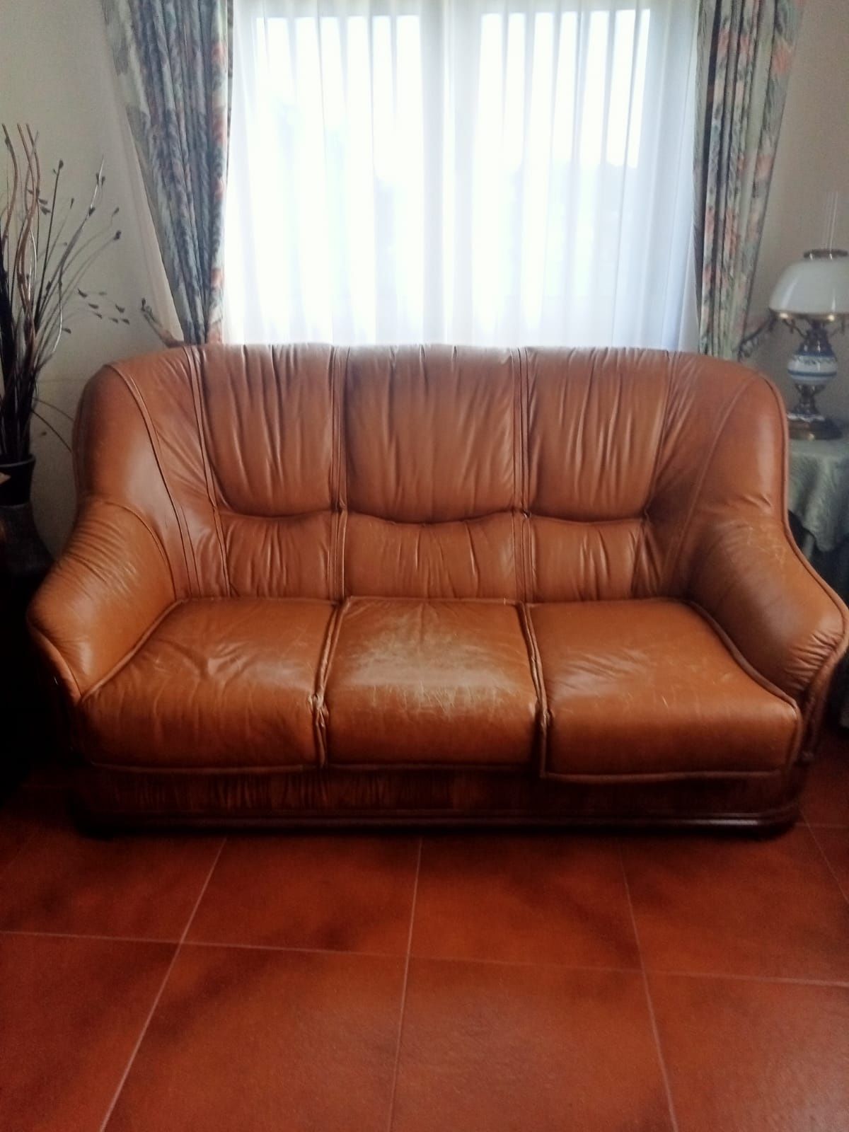 Sofá em Pele 3 lug