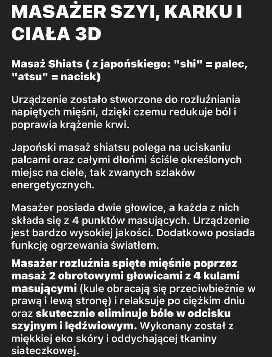 Masazer szyji,karku i ciala 3d