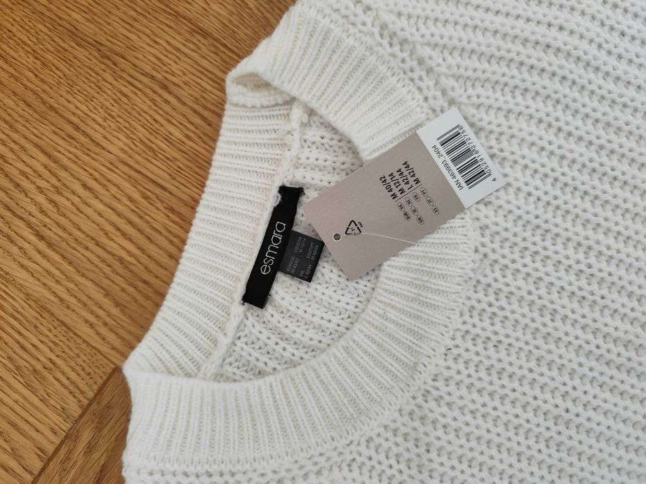 Nowy sweter damski 38/40/42 M/L/XL śmietankowy biały oversize