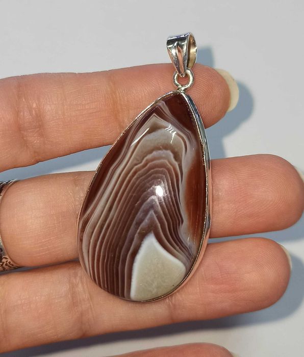 Кулон с ботсванским агатом. Агат Ботсвана в серебре.