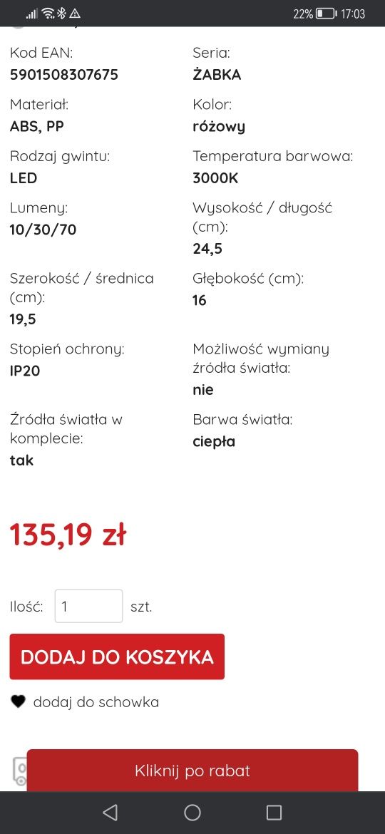 Lampka dekoracyjna dla dzieci
