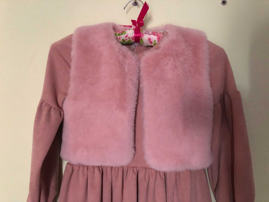 Плаття для дівчинки з хутряним болеро, сукня на ріст 122 см