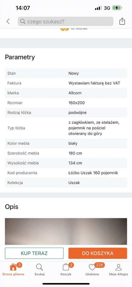 Łóżko glamour biale z kryształkami  160x200