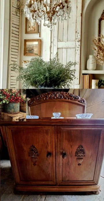 Kredens dębowy z wysuwanym blatem