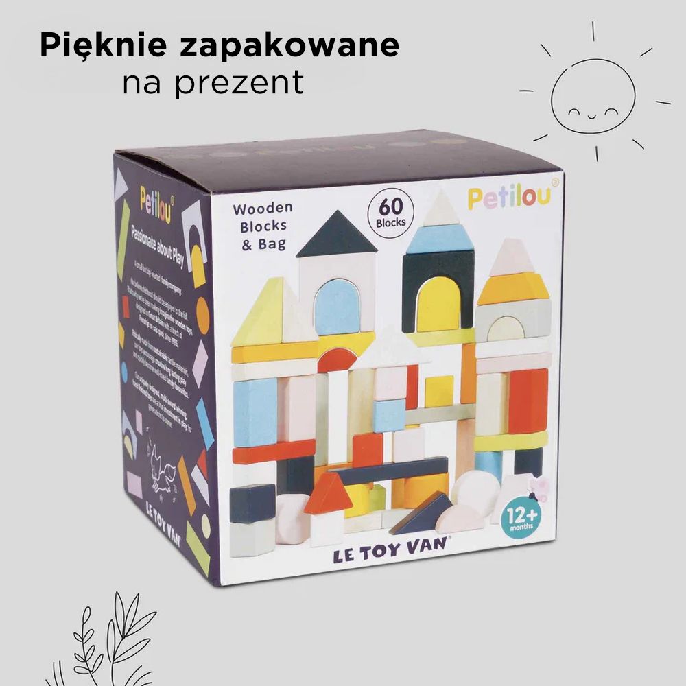 Klocki drewniane w siatce - 60 sztuk , Le Toy Van PL135