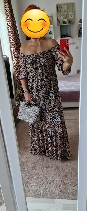 Długa wzorzysta sukienka hiszpanka wesele impreza Monnari  38 40