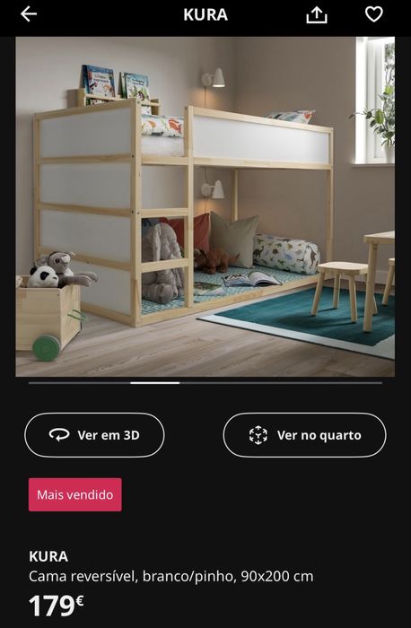 KURA - cama reversível + estrado + cabana sorveteria