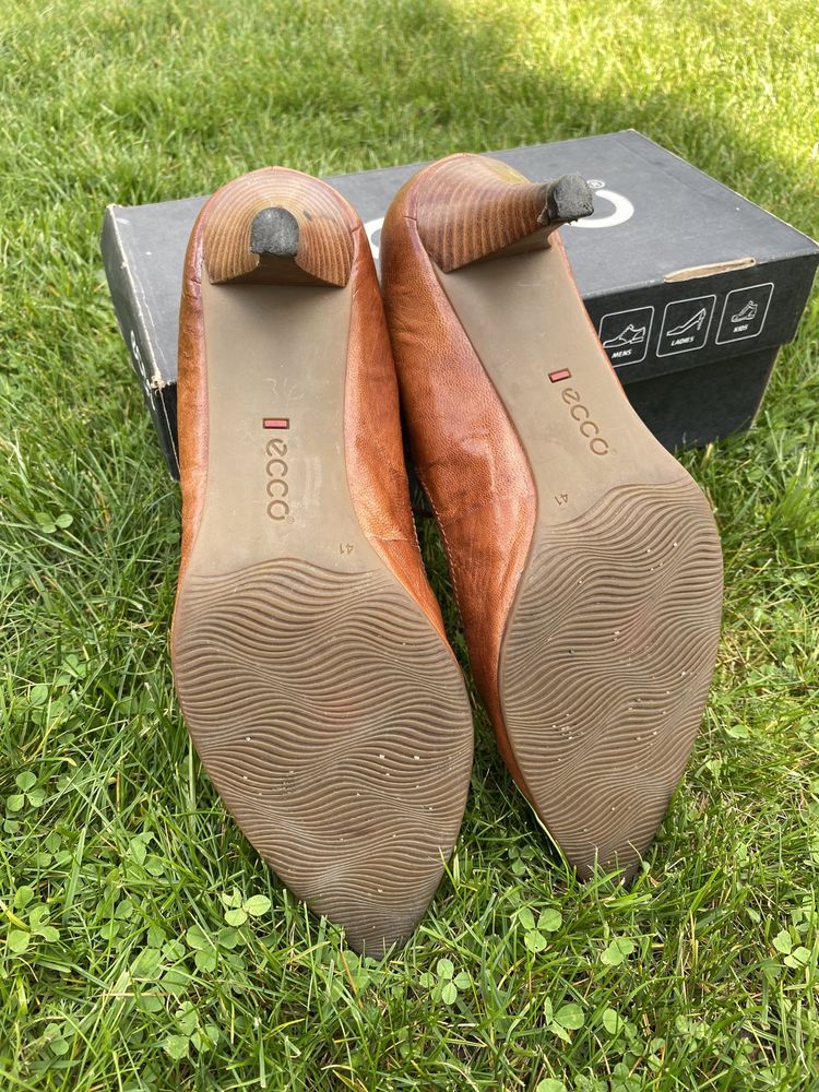 Czółenka skórzane Ecco, szpilki, buty na obcasie
